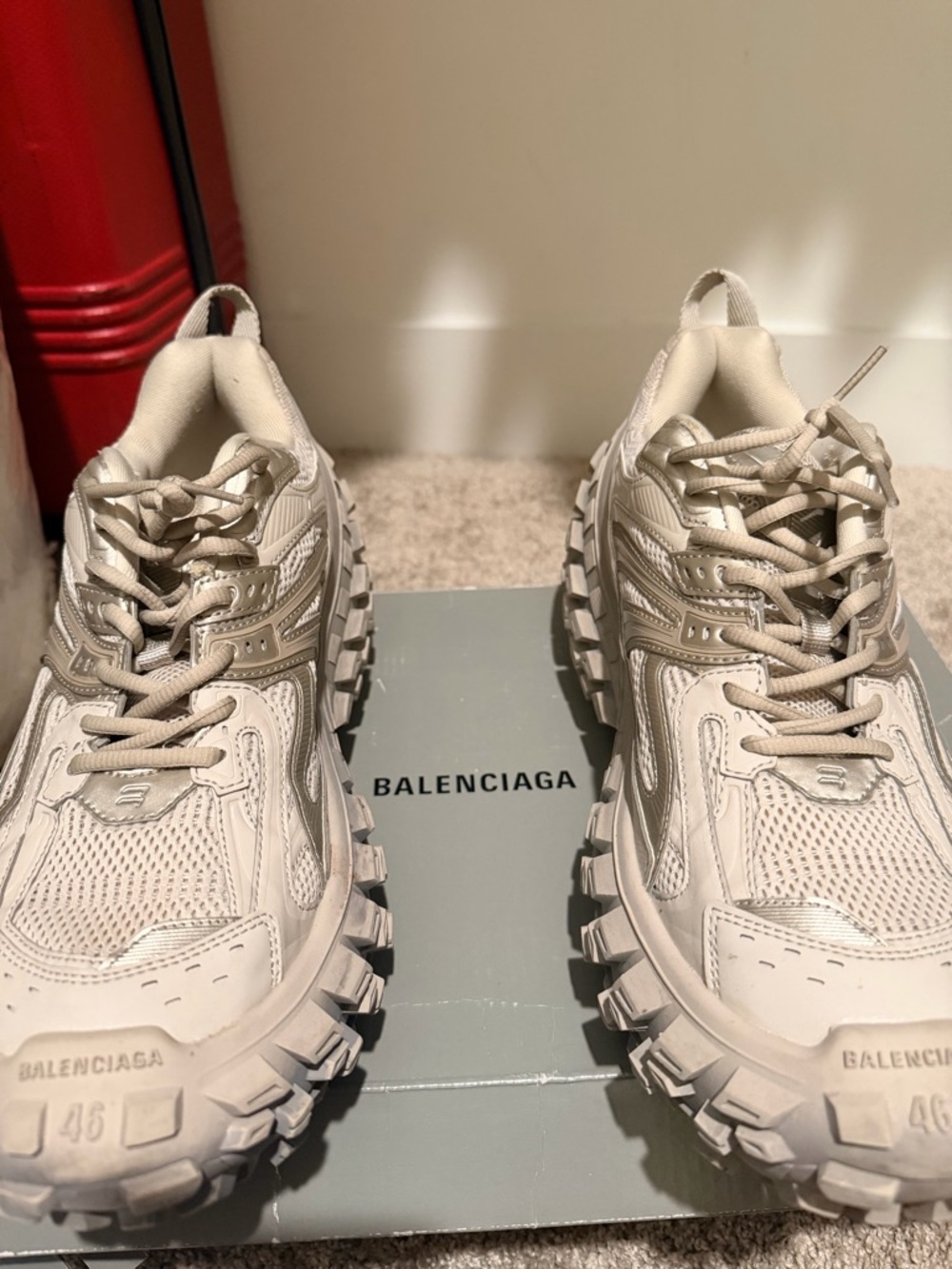Balenciaga Chunky Track Sneakers in Light Beige
